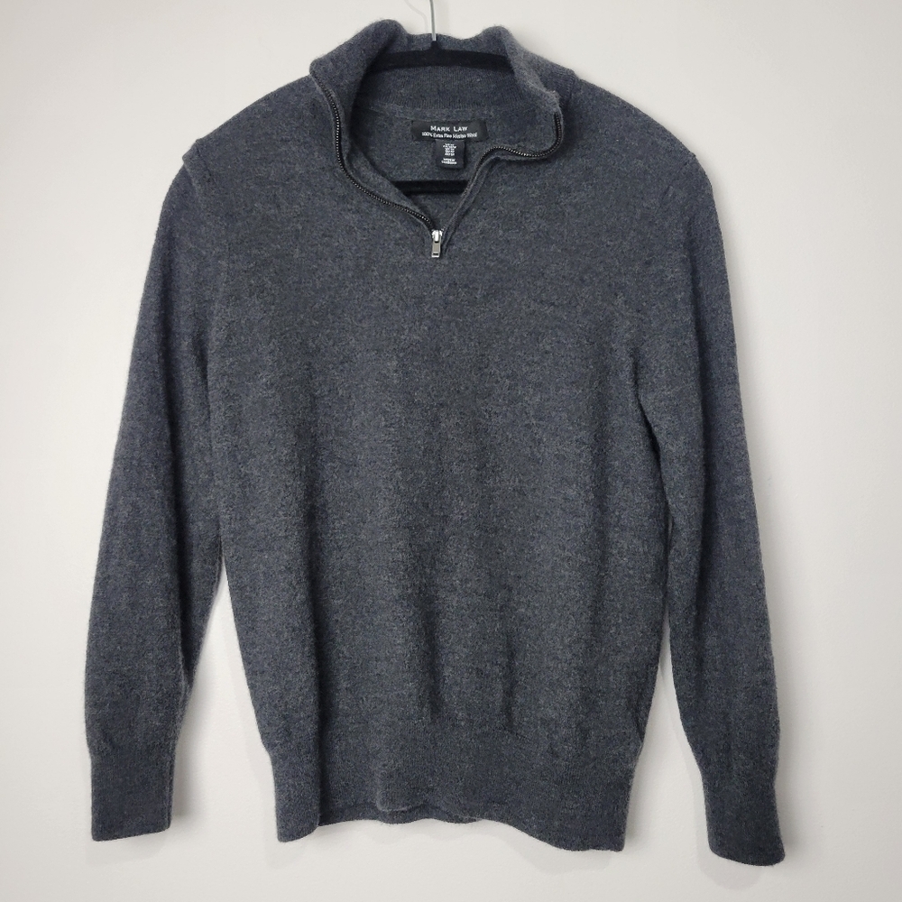 MARK LAW MEN'S 100% EXTRA FINE MERINO WOOL 14 ZIP LONG SLEEVES SIZE MEDIUM